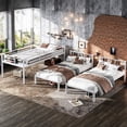 thumbnail image 3 of URTR Metal Twin Triple Bunk Bed, Noise Reduced Structure, Space Saving, Convertible Metal Frame, Separates into 4 Twin Beds, White, 3 of 6