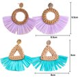 thumbnail image 2 of 2 pares de pendientes de ratán, pendientes bohemios trenzados con borlas geométricas ligeras, pendientes trenzados de hierba hechos a mano para mujer, 2 of 5