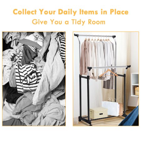 Adjustable Double Rail Garment Rack Rolling Clothes Hanger Heavy Duty Walmart Canada