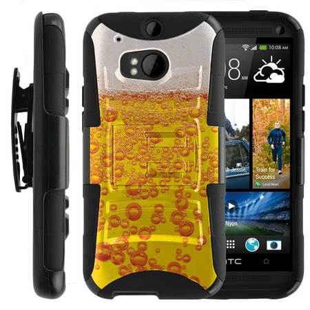 TurtleArmor ® | For HTC One M8 | HTC One (2014) [Hyper Shock] Hybrid Dual Layer Armor Holster Belt Clip Case Kickstand - Beer