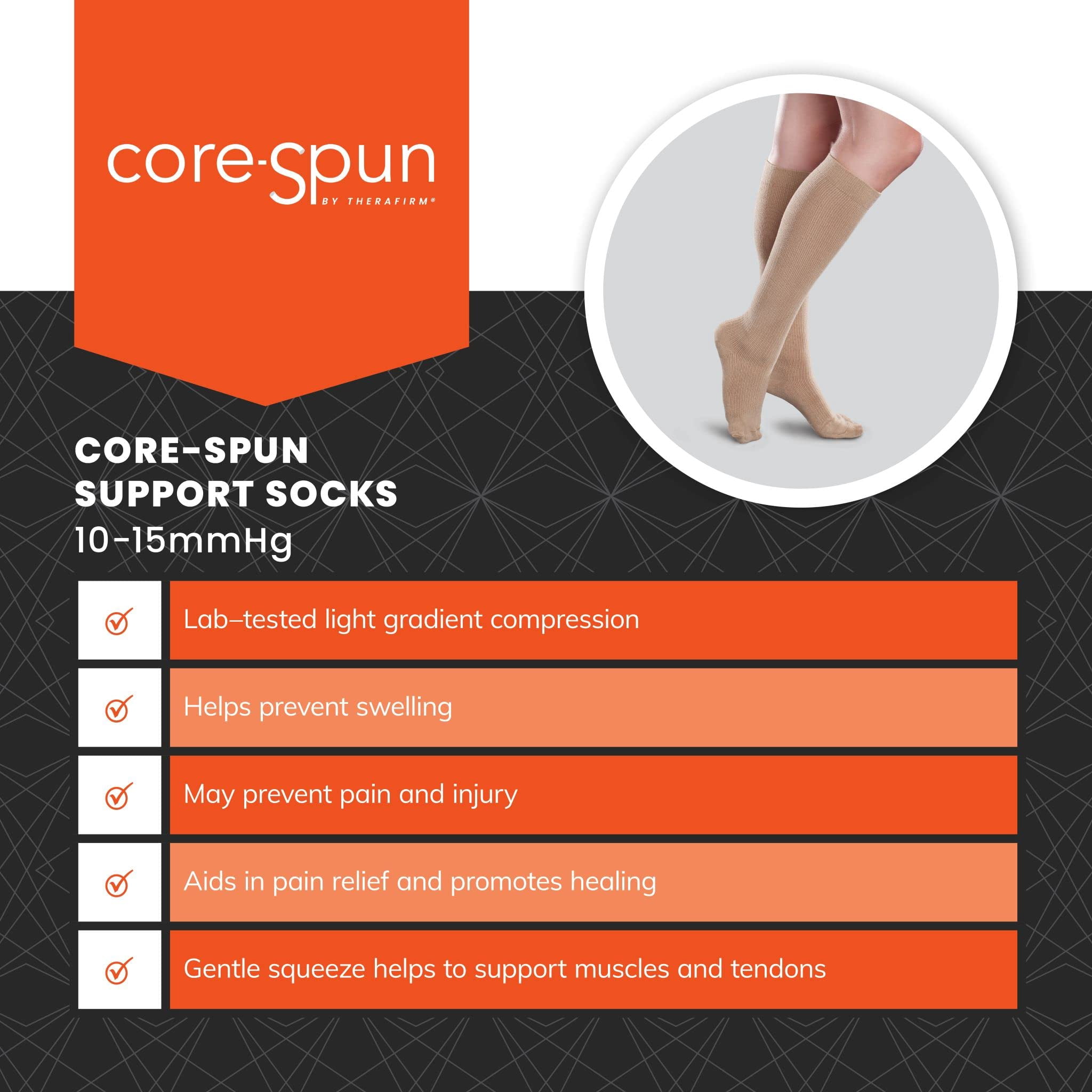 Core-Spun 10-15mmHg Graduated Knee High Compression Socks – Light Compression for All Day Comfort (Navy, Small Regular)