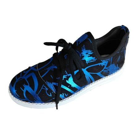 

Blphud Gym Shoes for Women Summer Shoes for Women 2024 Womens Casual Shoes Ladies Fashion Colorful Suede Lace Up Shallow Mouth Comfortable Flat Bottom Casual Shoes Womens Sneakers Blue 39