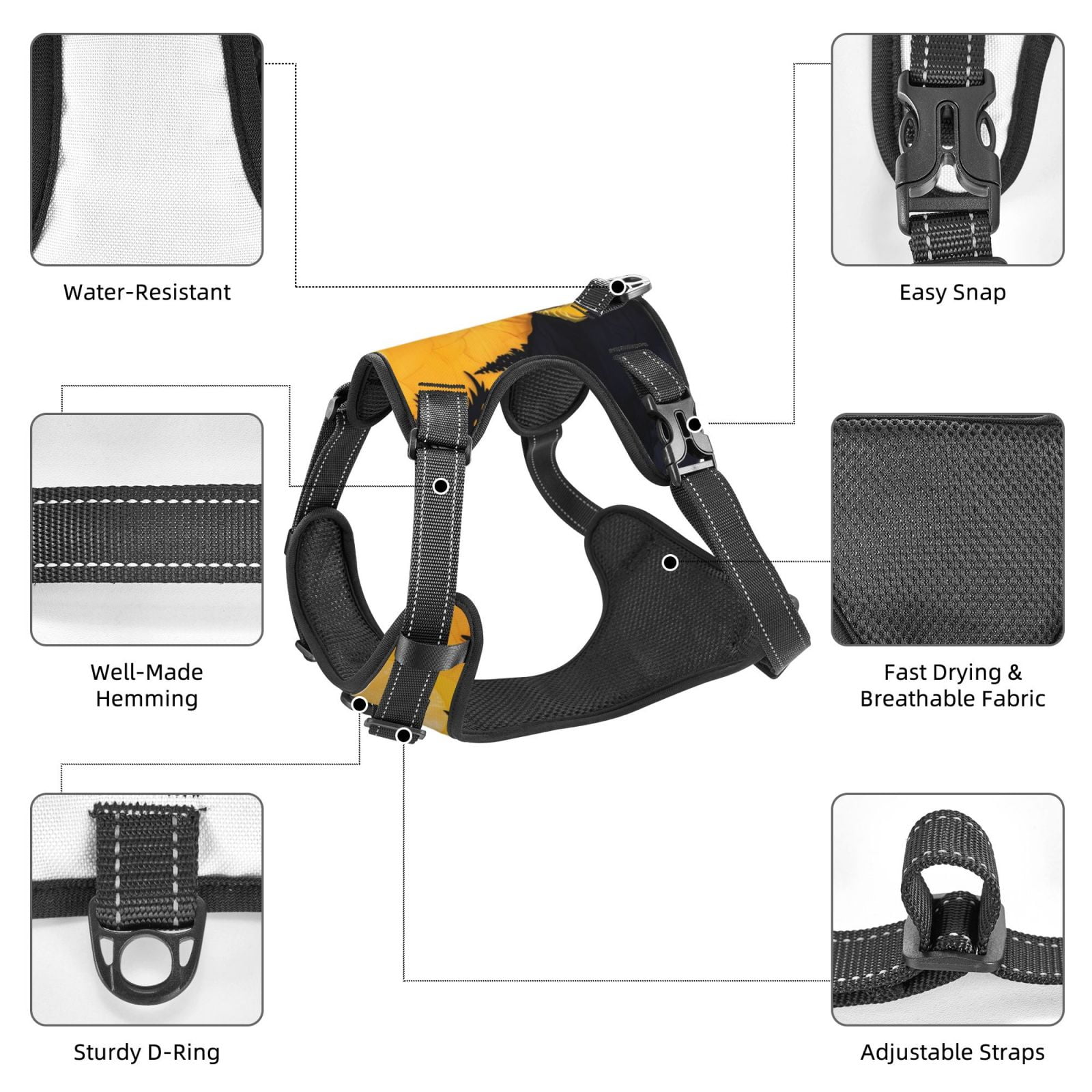 Vsdgher Sunset River Pine Trees Dog Harness, No-Pull Pet Harness, Dog Vest, Pet Vest for Small to Large Dogs-Medium