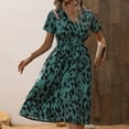 thumbnail image 1 of Mefallenssiah Robe d'Été à Manches Courtes et Col en V pour Femme, 1 of 8