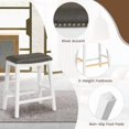 thumbnail image 2 of Yardi Yard 26" Counter Height Bar Stools Set of 2, Faux PVC Leather Barstools w/Padded Seat, Wood Frame, Max Load 330 Lbs, Wood Saddle Bar Stools, Gray+White, 2 of 6