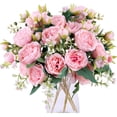 thumbnail image 1 of 1 ramo de flores artificiales de rosa y peonía, flores blancas, ramo de peonía de seda utilizado para bodas, fiestas, arreglos florales en el centro de la mesa, decoración de la cocina del hogar, rosa, 1 of 7