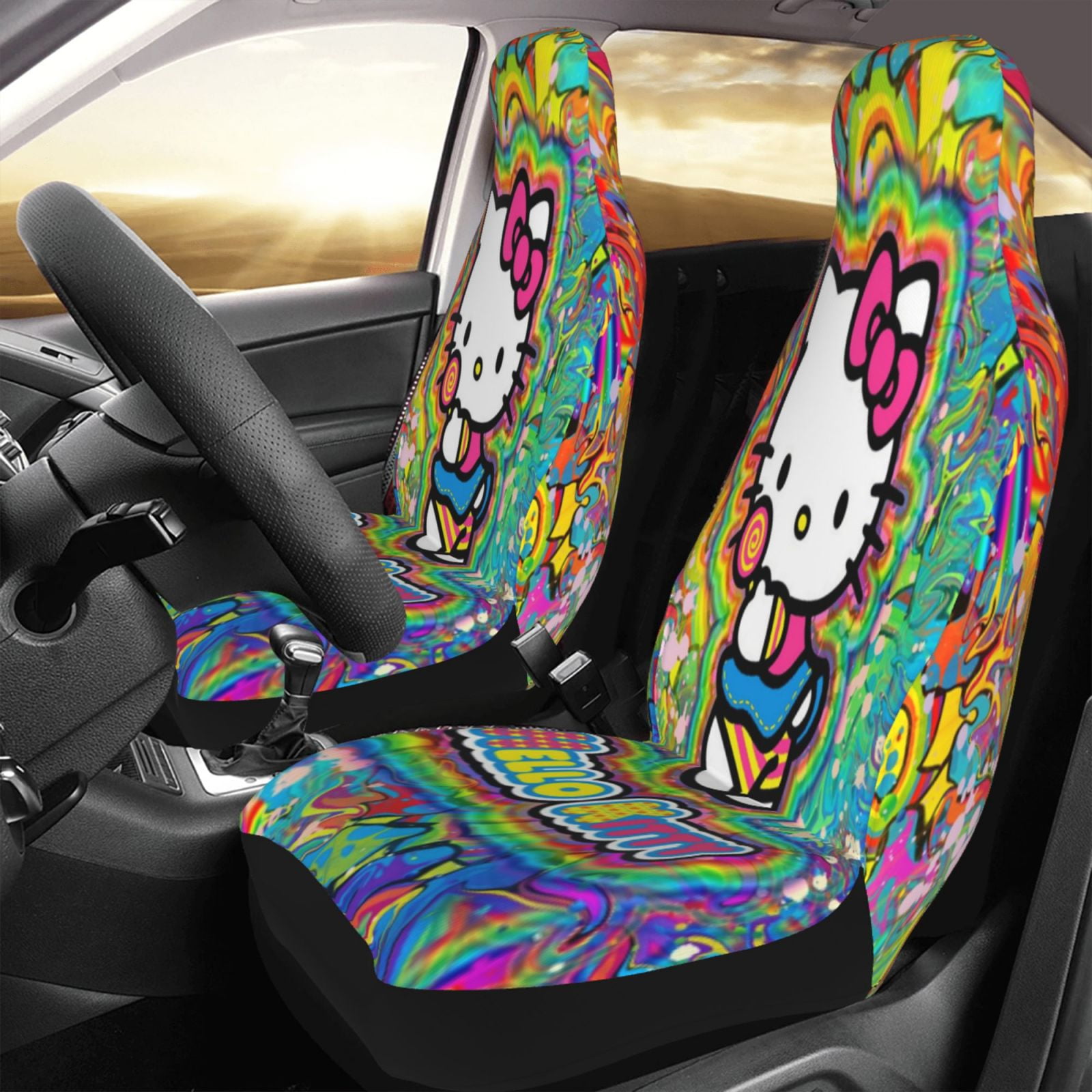 2PCS Hello Kitty Car Seat Covers Auto Accessories Protectors Car Decor Universal Fit for Car Truck