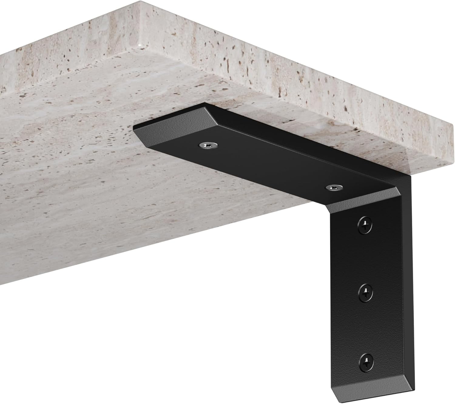 4-Pack 8 Inch Countertop Support Brackets, Heavy Duty L Brackets for Quartz/Wood/Laminate/Granite Countertops | 3/8" Thick Metal Steel | Frosted Black Powder Coated