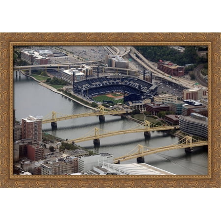 PNC Park 40x28 Large Gold Ornate Wood Framed Canvas Art - Home of the Pittsburgh Pirates
