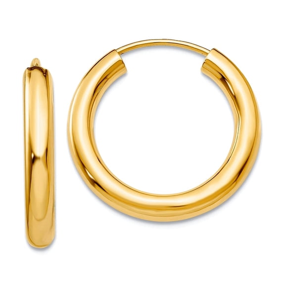 10k Solid Yellow Gold Polished Endless Tube Hoop Earrings 20x20mm Wide 3mm Thick Hoop Earring for Women