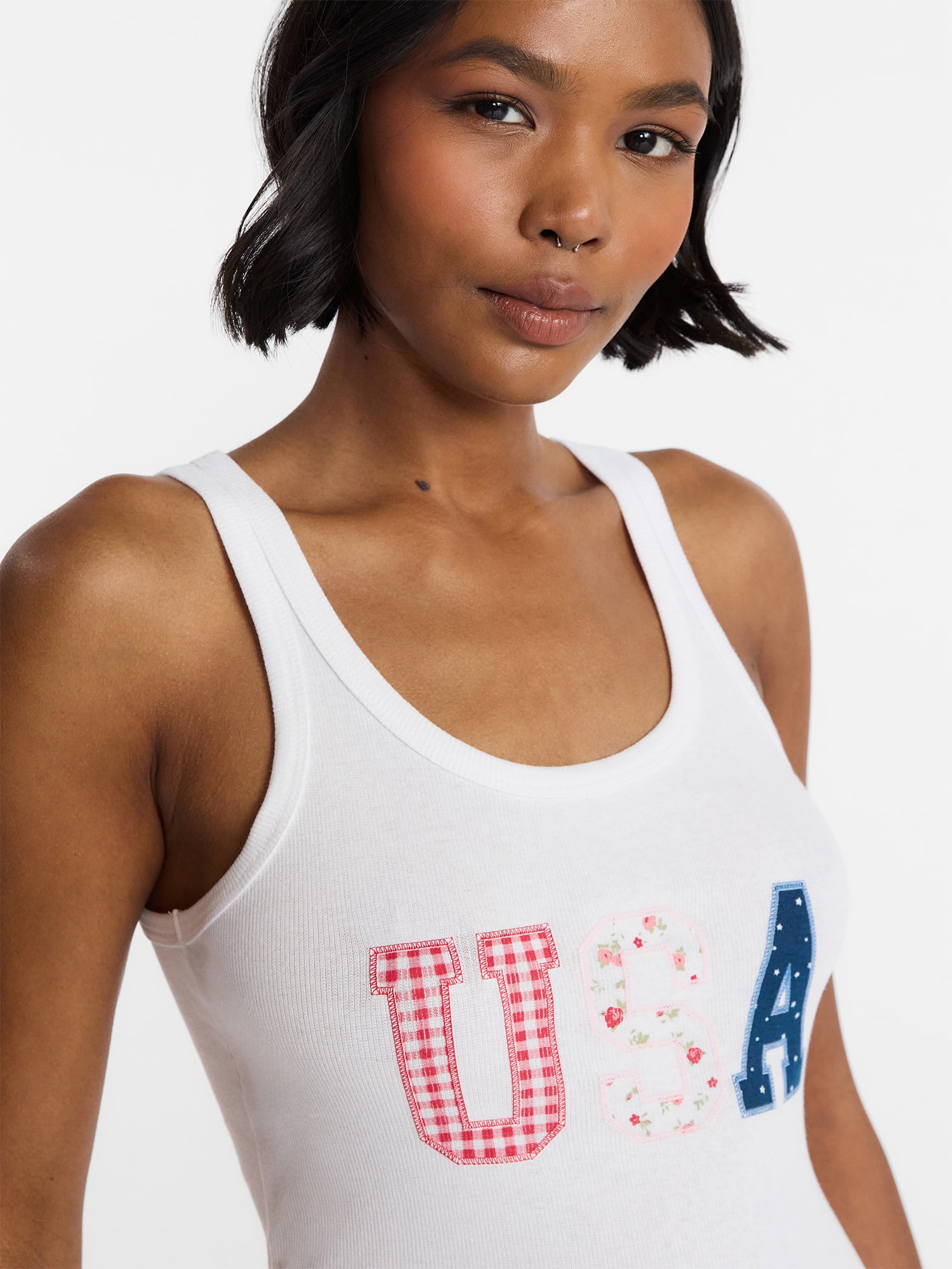 No Boundaries Americana Graphic Tank Top, Women's XXS-XXL