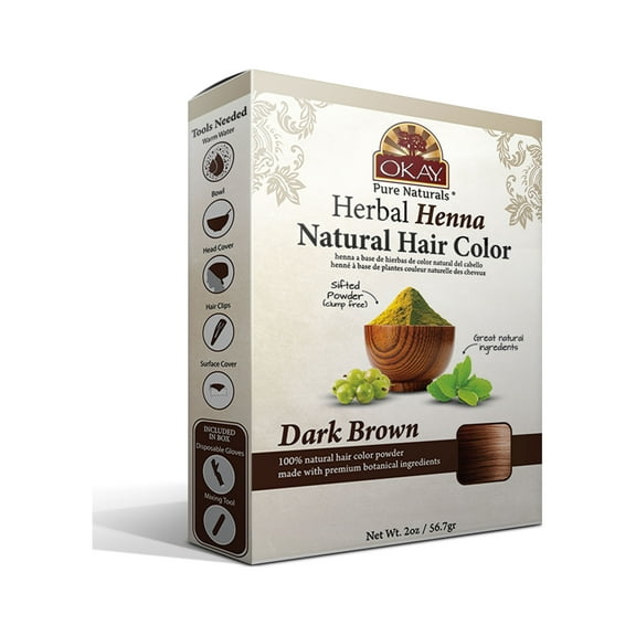 OKAY Pure Naturals Herbal Henna Hair Color Dark Brown - 50gr for Rich, Natural Hair Color