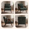 thumbnail image 6 of Leumius Mid-Century Modern Accent Chair,Upholstered Chenille Fabric with Pillow and Solid Wood Frame for Bedroom, Living Room, Balcony, Reading Room,Dark Green, 6 of 8