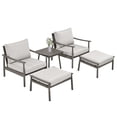 thumbnail image 2 of 5-Piece Aluminum Patio Conversation Set, Patio Furniture Set with Rope Back Armchairs & Ottomans with 4" Cushions, 2 of 7