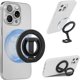 thumbnail image 1 of wonima11 Adjustable Magnetic Ring Holder Grip, Compatible Phone Ring Stand, Multi-Angle Kickstand, Ultra-Compact Folding Double Sided Magnetic Phone Grip, Including Magnet Ring for Phone Case, Black, 1 of 1