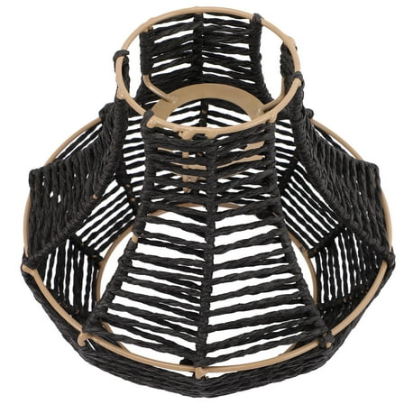 MUSEYA 1Pcs Hanging Pendant Light Retro Design Black Rattan Lampshade Home Decor