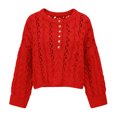 thumbnail image 5 of CAIXIA Fall Sweaters For Women Solid Button Detail Short Long Sleeve Pullover Tops Basic Clothes Loose Shirts Daily Work Outfits Fall Winter Clothes,Red, 5 of 5