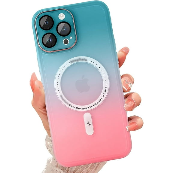 Compatible with iPhone 13 Pro Max Case Magnetic [Compatible with Magsafe] Shockproof Anti-Scratch with Camera Lens Protector Protective Case for iPhone 13 Pro Max (6.7"), Blue Pink