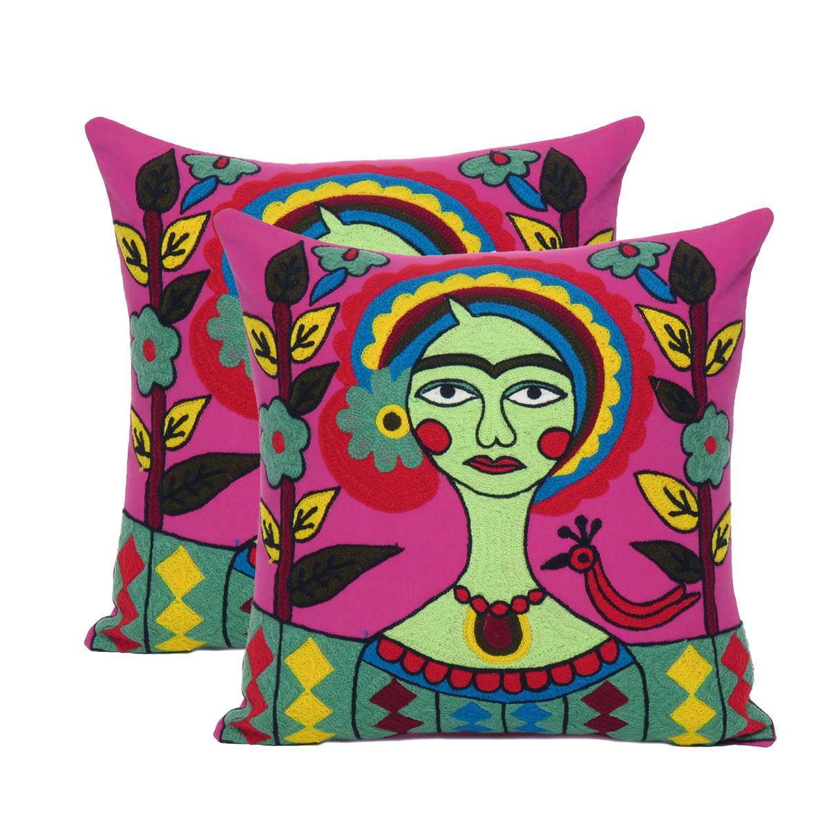 Oussum Cotton Frida Kahlo Square Cushion Covers Size 18 Inches Set of 2 ...