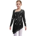 thumbnail image 4 of iiniim Girls Sparkly Figure Ice Skating Dress Mesh Long Sleeve Irregular Hem Ballet Lyrical Ballroom Dancewear Black 14, 4 of 6