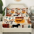 thumbnail image 3 of Farm Animal Bedding Set King Milk Cow Horse Cactus Bed Sheets Adults,Western Cowboy Desert Sheet Set Rustic Style Farmhouse Animal Bed Sheet Set 4 Piece, 3 of 6