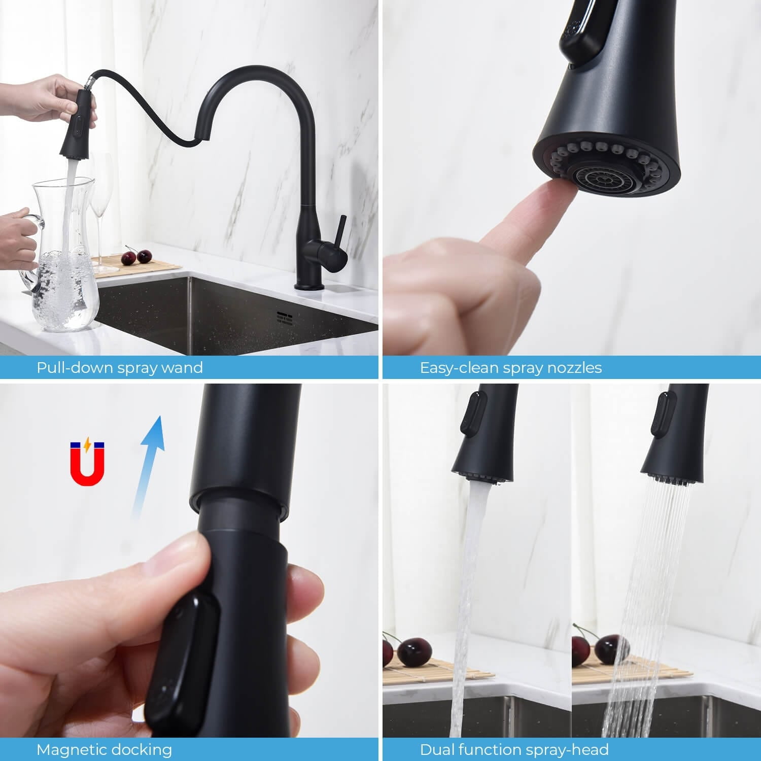 Kibi Napa Single Handle Pull Down Kitchen Sink Faucet