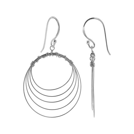 Multi Stone Dangle - Gem Avenue 925 Sterling Silver Multi Circle Design French wire Hook Dangle Earrings