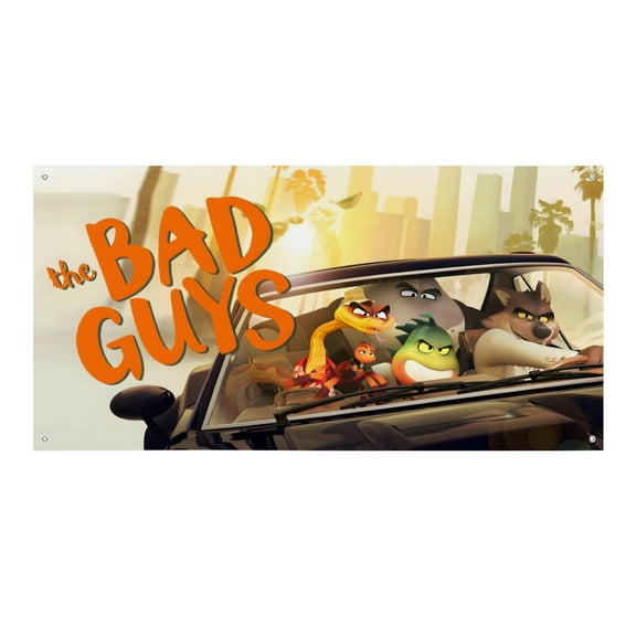 The Bad Guys-Theme Backdrops Banner Birthday Party Decor Supplies Personalized Party Backdrop Decoration,5x3ft（150x90cm）