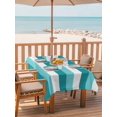 thumbnail image 6 of Outdoor Tablecloth with Umbrella Hole, Aqua Teal White Striped Spillproof Waterproof Outdoor Table Cover, Farmhouse Stripes Patio Tablecloths for Party Picnic Camping, Rectangle 60"x102", 6 of 9