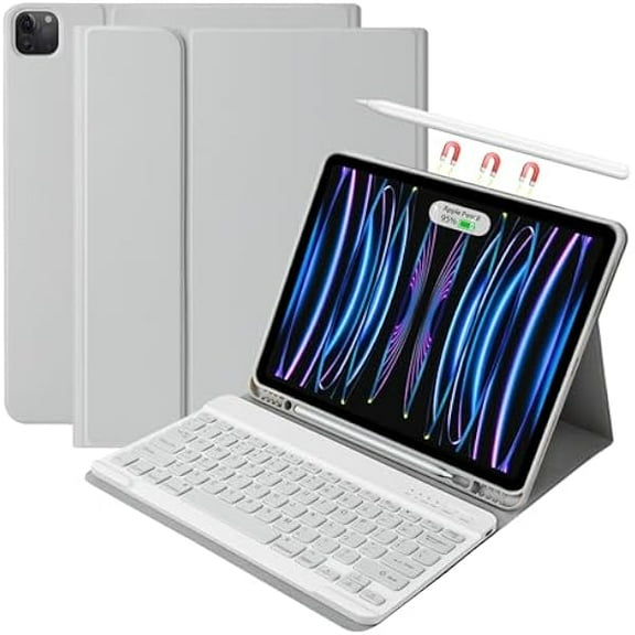 wonima88 Keyboard Case for iPad Pro 12.9 inch (5th, 6th Generation) & New Air 13 inch M2 (Only Applies to 3 iPads Model) - Wireless Detachable Keyboard- Pencil Holder, with Auto Sleep/Wake Function