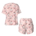thumbnail image 5 of Naloa Easter Rabbit Women's Short-Sleeved Pajama Set, Loungewear, Summer pajamas, Breathable Cozy - X-Large, 5 of 9