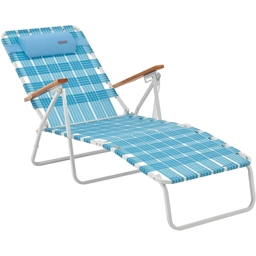 WEJOY 5 Adjustable Folding Webbing Beach Chaise Lounge Chair,Portable