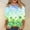 Shirts-367Green, variant on St Patricks Day Shirt Women Glittery Print Blouses Dressy Casual Round Neck Tunic Tops Green Bokeh Background Sparkle Shamrock Wear