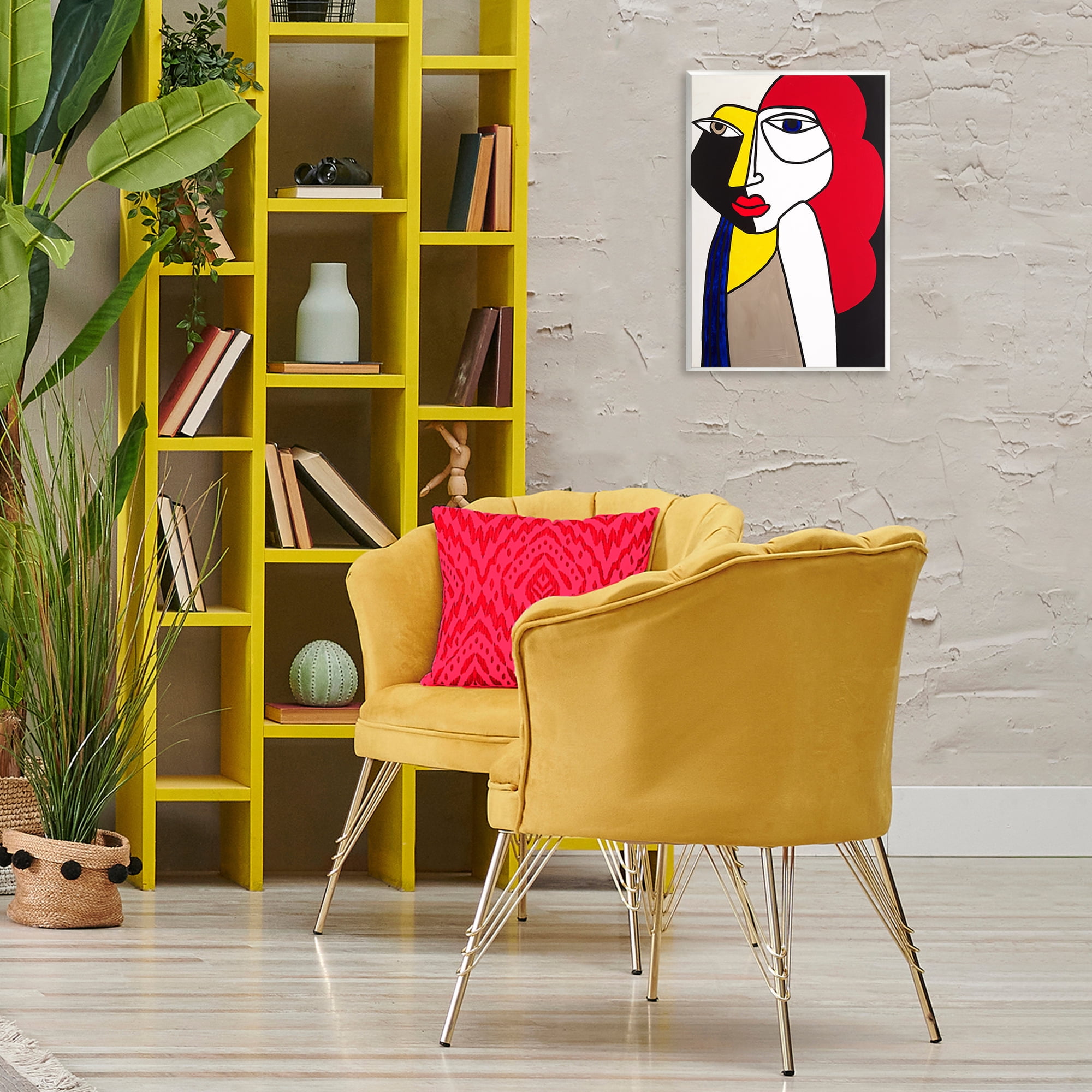 Stupell Industries Her Abstract Cubism Face People Painting Unframed Art Print Wall Art, 13 x 19