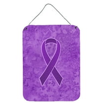 Purple Ribbon for Pancreatic and Leiomyosarcoma Cancer Awareness Wall or Door Hanging Prints