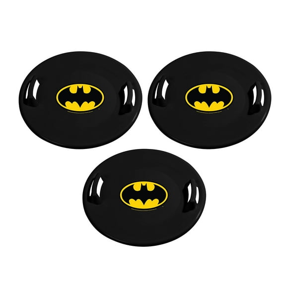 Slippery Racer Downhill Pro Batman Plastic Saucer Disc Snow Sled (3 Pack)
