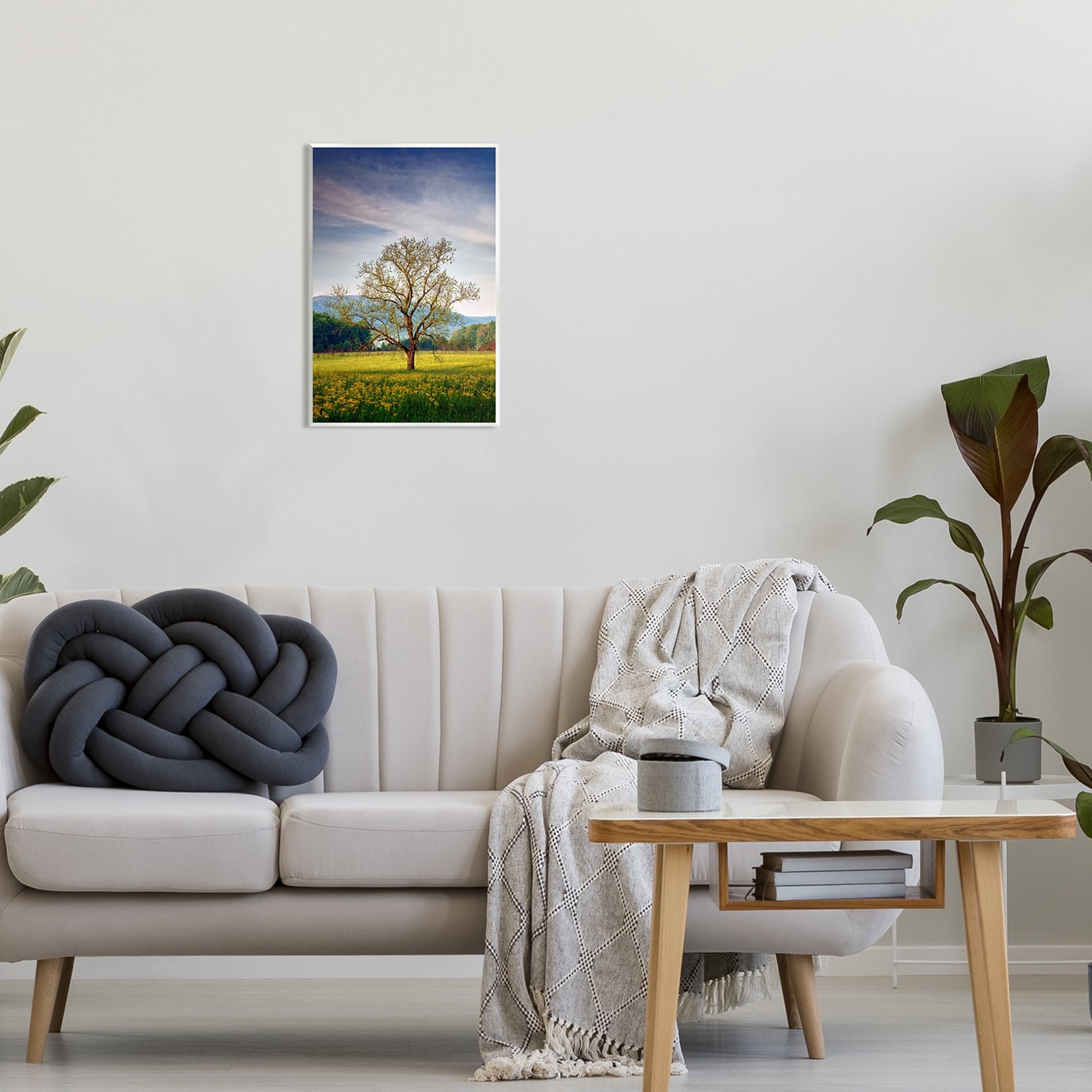 Stupell Lone Tree Wildflower Meadow Landscape Photography Wall Plaque Unframed Art Print Wall Art