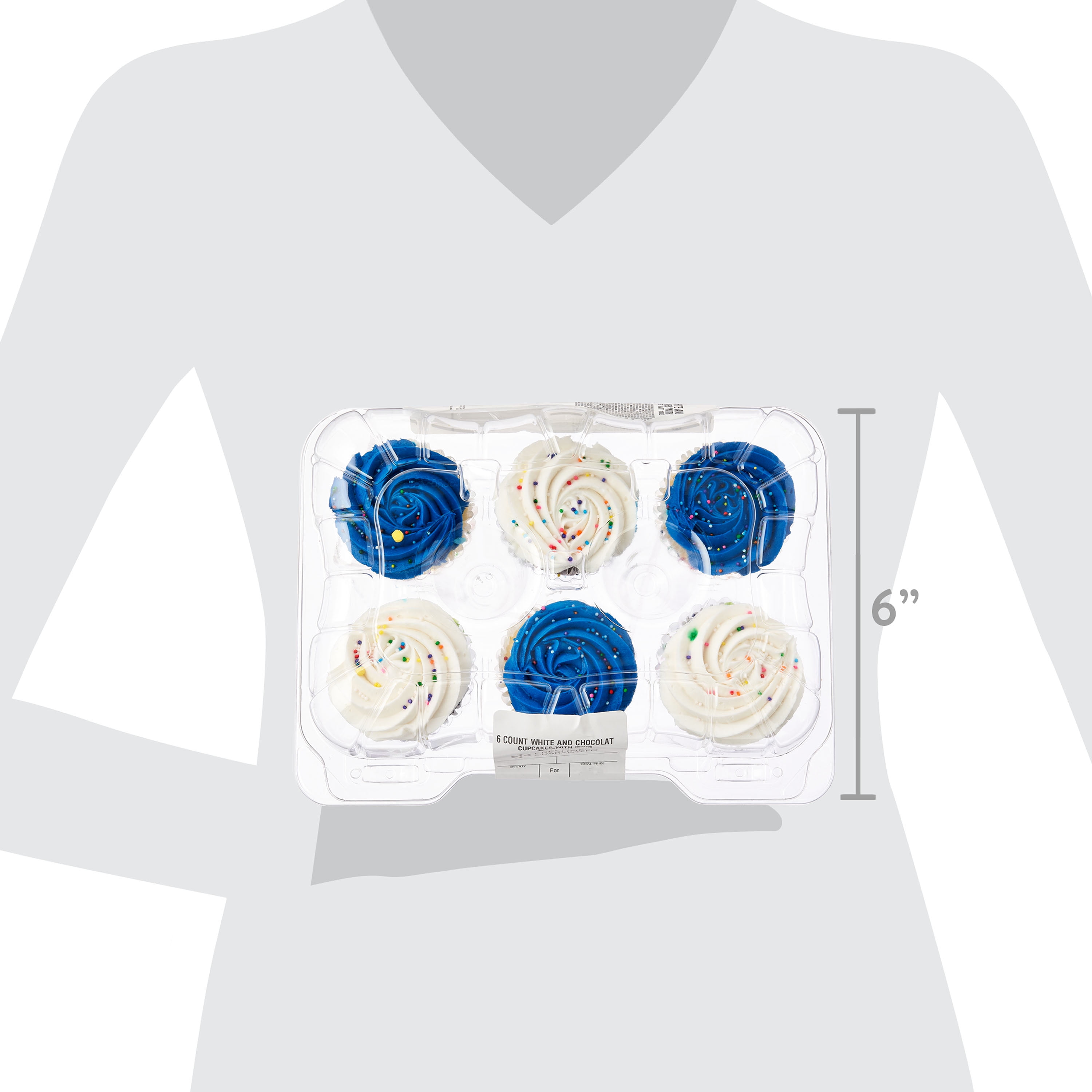 Freshness Guaranteed White and Chocolate Cupcakes, 10 oz, 6 Count, Colors Will Vary