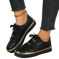 thumbnail image 6 of EKVAHL Women Lace-Up Leather Sneakers Platform Chunky Heel Athletic Shoes, Round Toe Non-Slip Trendy Running Casual Shoes Black, 6 of 6