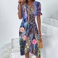 thumbnail image 2 of QIPOPIQ Robes pour Femmes Taille Empire à Volants Manches Courtes Robe d'Été Imprimé Floral Ourlet Irrégulier Robe Col en V Boutons Offres 2023, 2 of 5