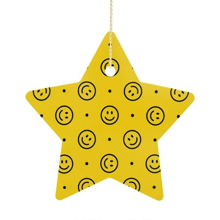 ANYWAY.GO Christmas Tree Decorations Ceramics-Star Pattern Smiling Face Emoji Embellishments Holiday Party Star