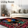 thumbnail image 2 of ODIKA 6'x9' Machine Washable Non-Slip Area Rug, Rooster Crochet Embroidery Kit Handcraft Stitch Project High Traffic Rug with Pad, Black, 643574, 2 of 8