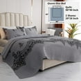 thumbnail image 4 of Queen Quilt Set Gray - Soft Lightweight Summer Quilts, All Season Bedspread (1 Quilt, 2 Shams), 4 of 8
