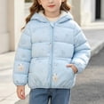 thumbnail image 2 of Wilark Toddler Girls Winter Warm Puffer Jackets with Pockets Relaxed Fit Long SLeeve Hooded Lamb Print Casual Cute Lightweight Coats Light Blue 1, 2 of 9