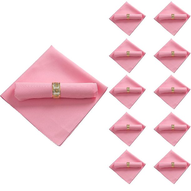 Servilletas de tela de poliéster, 10 Uds., 48x48cm, compatibles con restaurante, boda, banquete, cena, color rosa