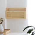 thumbnail image 5 of Wooden Magazine Wall Rack With Rattan File Holder Hanging File Rattan Bookcase Wooden Mail Organize, 5 of 5