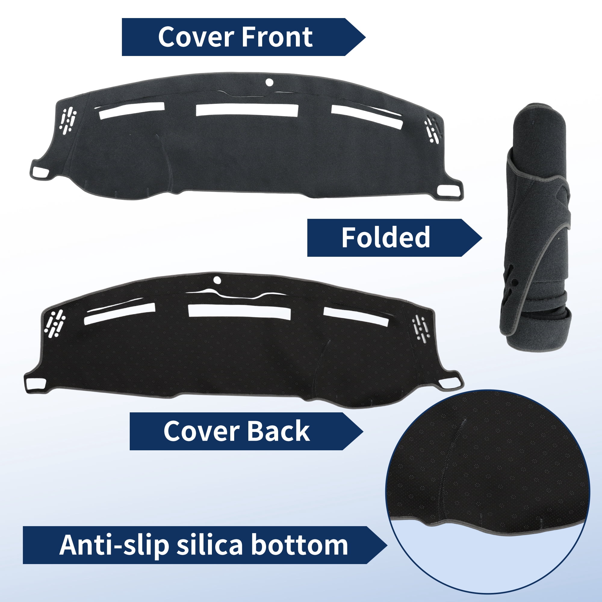 Unique Bargains Dash Cover for Ram 1500 2010-2018 for Ram 2500 2010-2018 Without HUD Dashboard Cover Car Interior Anti-Slip/Anti Dust Polyester Gray 1 set