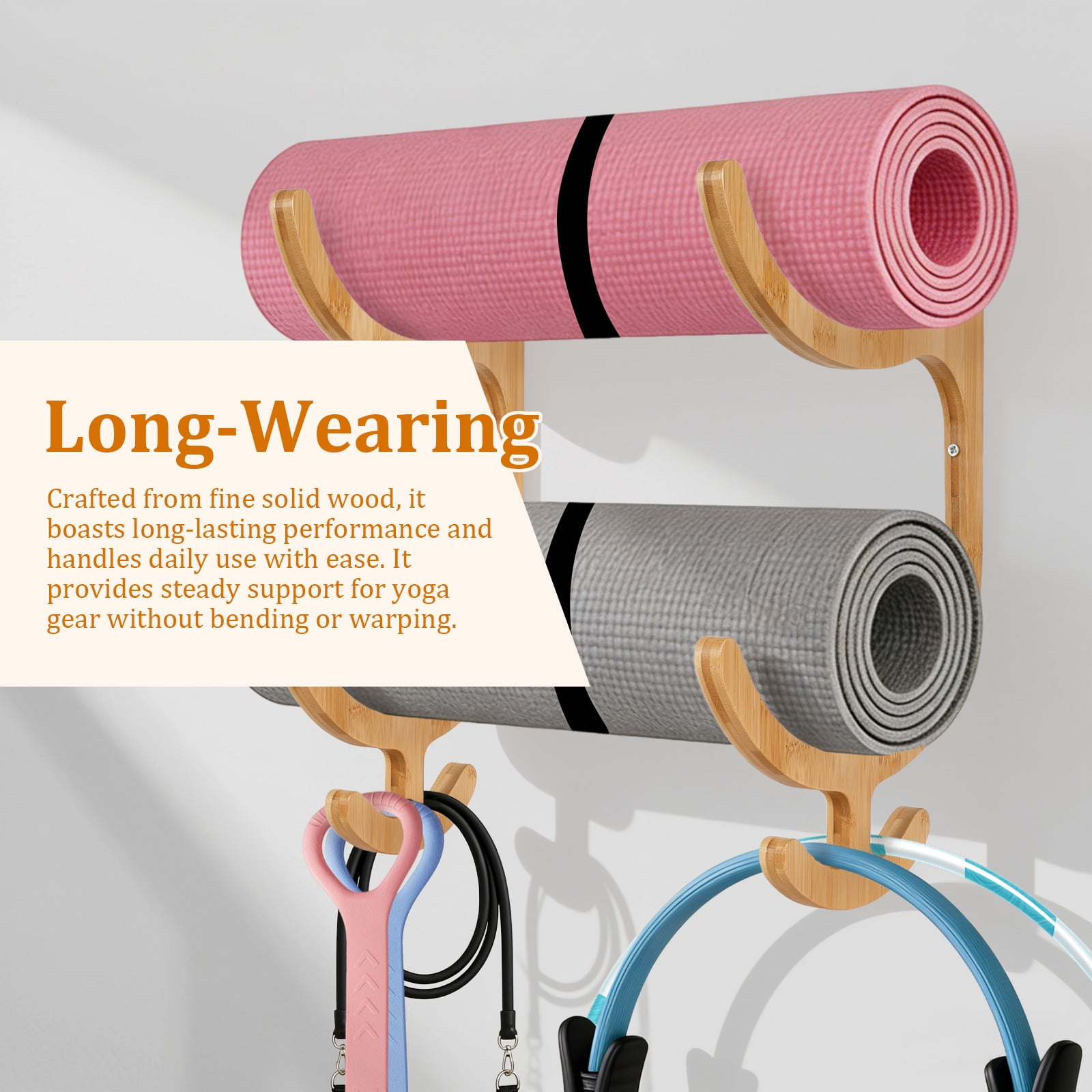 Hvxrjkn 2 Pcs Yoga Mat Holder Wall Mount Yoga Mat Storage Rack Home Gym Equipment Storage Organizer Workout Equipment Organizer