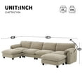 thumbnail image 3 of 140" Modular Sectional Sofa with Charger and Phone Holder, Oversized U Shaped Sofa with Extra-Wide Seat and Side Pockets, 6 Seat Comfy Chenille Cloud Couch, Khaki, 3 of 10