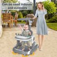 thumbnail image 5 of AJONALAA 4-in-1 Musical Infant Baby Walker with Wheels, Push Walker for Girls Boys, Grey, 5 of 11